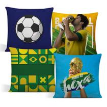 KIt Com 4 Almofada Bandeira do Brasil Com Enchimento