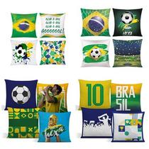 KIt Com 4 Almofada Bandeira do Brasil Com Enchimento