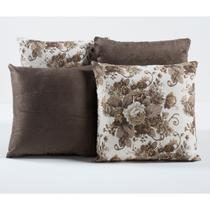 Kit com 4 Almofadas Decorativas Estampada e Lisa Sofá Sala