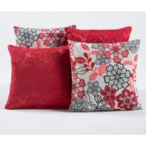 Kit com 4 Almofadas Decorativas Estampada Lisa Sofá Sala