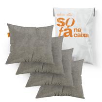 Kit com 4 Almofadas em Bouclé com Estofamento em Fibra Siliconada - Sofá na Caixa Kit com 4 Almofadas em Bouclé com Estofamento em Fibra Siliconada - Sofá na Caixa