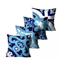 Kit com 4 Almofadas Mdecore Abstratas Azul 45x45 Kit com 4 Almofadas Mdecore Abstratas Azul 45x45