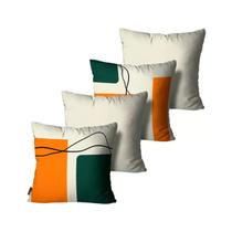 Kit com 4 Almofadas Mdecore Geométricas Marfim 45x45