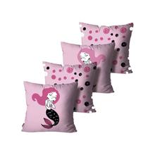 Kit com 4 Almofadas Sereias Rosa 45x45
