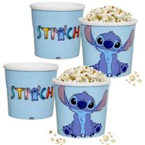 Kit com 4 Baldes de Pipoca Filme Lilo Stitch 2.1 Litros Original Plasútil