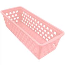 Kit com 4 bandejas cesto organizador Gaveta Armario Lavanderia geladeira comprido rosa azul preto t