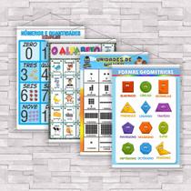 kit com 4 Banner Educativo Números, Alfabeto, Unidades e Formas - 85x60cm kit com 4 Banner Educativo Números, Alfabeto, Unidades e Formas - 85x60cm