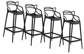Kit com 4 Banqueta Alta Allegra Masters 100% Polipropileno PRETA
