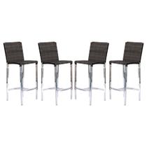 Kit com 4 Banquetas Altas Jardim em Alumínio e Fibra Tabaco - Premium Box