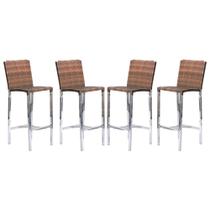 Kit com 4 Banquetas Altas Jardim em Alumínio Fibra Capuccino - Premium Box Kit com 4 Banquetas Altas Jardim em Alumínio Fibra Capuccino - Premium Box