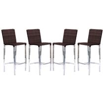 Kit com 4 Banquetas Altas Jardim em Fibra Pedra Ferro - Premium Box