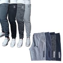 Kit com 4 Bermudas e 4 Calças Jogger de Moletom