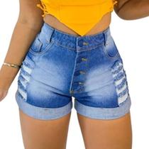 Kit com 4 Bermudas Jeans Femininas Cintura Alta Premium