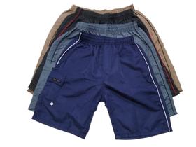 Kit Com 4 Bermudas Masculinas Tactel Bolsos Lateral E Atras