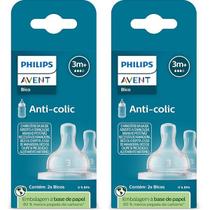 Kit com 4 Bico Mamadeira ANTI Colic Fluxo Medio 3M+ SCY763/02 Kit com 4 Bico Mamadeira ANTI Colic Fluxo Medio 3M+ SCY763/02