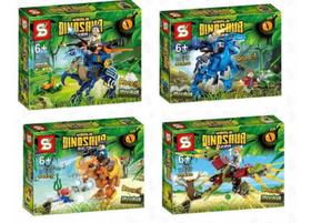 Kit Com 4 Blocos de Montar Dinossauros - 561 peças - Coleção Jurassic World