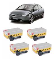 Kit com 4 Bobinas de Ignição Originais NGK Honda New Civic 1.8 de 2006 a 2011.