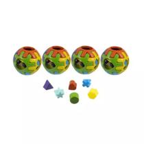 Kit com 4 Bolas Didáticas P - Brinquedo Educativo de Encaixar Kendy