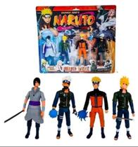 Kit Com 4 Bonecos Articulado Acessórios Sasuke Kakashi Minato 12 CM