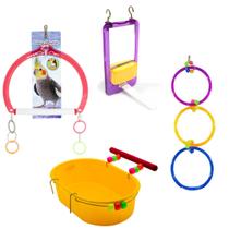 Kit Com 4 Brinquedos Para Calopsitas Agapornis e Periquitos