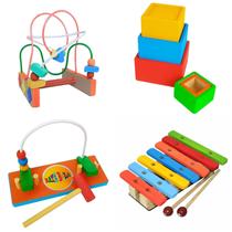 Kit Com 4 Brinquedos Pedagógicos De Madeira - Lindos! - BRINQUE E LEIA