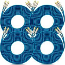 Kit com 4 Cabos RCA 5 Metros Dupla Blindagem Cobre Azul