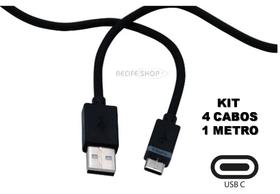 Kit com 4 Cabos USB Tipo C de 1 Metro Conexão Rápida e Segura