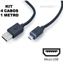 Kit com 4 Cabos USB Tipo V8 - Rápido, Resistente e Versátil Kit com 4 Cabos USB Tipo V8 - Rápido, Resistente e Versátil