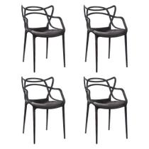 Kit Com 4 Cadeira Allegras Empilhavel Sala Jantar Pretas Resistente Garden Life Kit Com 4 Cadeira Allegras Empilhavel Sala Jantar Pretas Resistente Garden Life