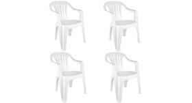 Kit com 4 Cadeira De Plástico Bela Vista Branca - Com Braço - Mor Kit com 4 Cadeira De Plástico Bela Vista Branca - Com Braço - Mor