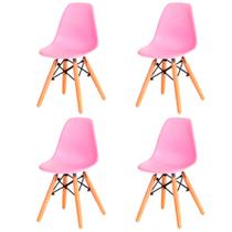Kit com 4 Cadeira Flórida Kids Com Assento em Polipropileno e Base Madeira Fratini