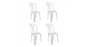 Kit Com 4 Cadeira Plástico Bistro Bela Vista Branca - Mor
