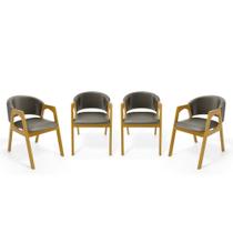 Kit Com 4 Cadeiras Agatha Madeira Maciça Estofada Para Mesa De jantar