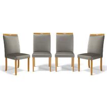 Kit Com 4 Cadeiras Agnes Madeira Maciça Estofadas Para Mesa De Jantar Veludo Chumbo 109 Kit Com 4 Cadeiras Agnes Madeira Maciça Estofadas Para Mesa De Jantar Veludo Chumbo 109
