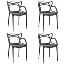 Kit Com 4 Cadeiras Allegra Empilhavel Cor Preta Design Sala de Jantar Cozinha Garden life Kit Com 4 Cadeiras Allegra Empilhavel Cor Preta Design Sala de Jantar Cozinha Garden life