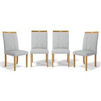 Kit Com 4 Cadeiras Ana Madeira Maciça Estofadas Para Mesa De Jantar Linho Cinza 407 Kit Com 4 Cadeiras Ana Madeira Maciça Estofadas Para Mesa De Jantar Linho Cinza 407