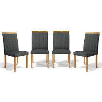 Kit Com 4 Cadeiras Aurora Madeira Maciça Estofadas Para Mesa De Jantar Linho Chumbo 406 Kit Com 4 Cadeiras Aurora Madeira Maciça Estofadas Para Mesa De Jantar Linho Chumbo 406