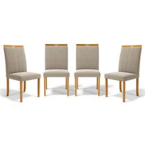Kit Com 4 Cadeiras Aurora Madeira Maciça Estofadas Para Mesa De Jantar
