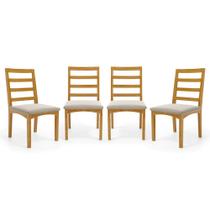 Kit Com 4 Cadeiras Cecília Madeira Maciça Assentos Estofados Para Mesa De Jantar