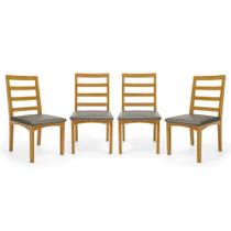 Kit Com 4 Cadeiras Cecília Madeira Maciça Assentos Estofados Para Mesa De Jantar Veludo Chumbo 109