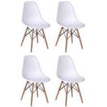 Kit Com 4 Cadeiras Charles Eames Wood Dsw Branca - Base Mad