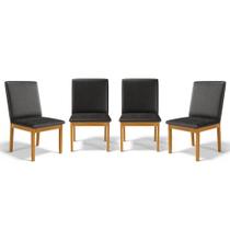 Kit Com 4 Cadeiras Daniela Madeira Maciça Estofada Para Mesa De Jantar