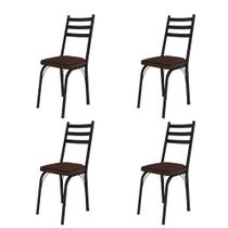 Kit Com 4 Cadeiras de Jantar Aço Tubular 141 SF Preto/Imbuia - Movelpolo