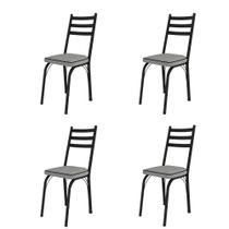 Kit Com 4 Cadeiras de Jantar Aço Tubular 141 SF Preto/Platina - Combo Stock Kit Com 4 Cadeiras de Jantar Aço Tubular 141 SF Preto/Platina - Combo Stock