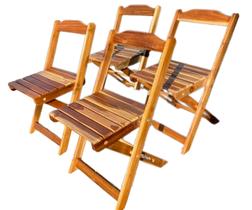 Kit com 4 Cadeiras Dobráveis de Madeira Teca