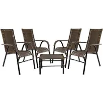 Kit Com 4 Cadeiras E Mesa De Centro Bela Argila