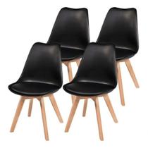 Kit Com 4 Cadeiras Eames Leda Almofadada Preta !!