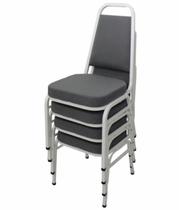 Kit com 4 Cadeiras Empilháveis Linha Hotel Plus Cinza Kit com 4 Cadeiras Empilháveis Linha Hotel Plus Cinza