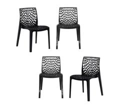Kit Com 4 Cadeiras Gruvyer Para Sala De Jantar Preta