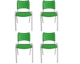 Kit Com 4 Cadeiras Iso Para Escola Escritório Comércio Verde Base Branca